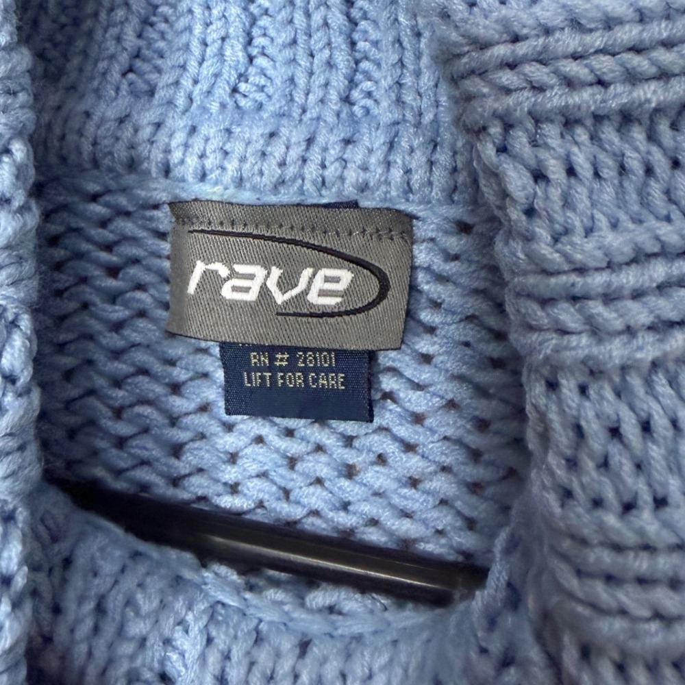 Vintage Rave Colorblock Turtleneck Sweater‎ Light Blue Knit Women's Size L - Picture 3 of 5